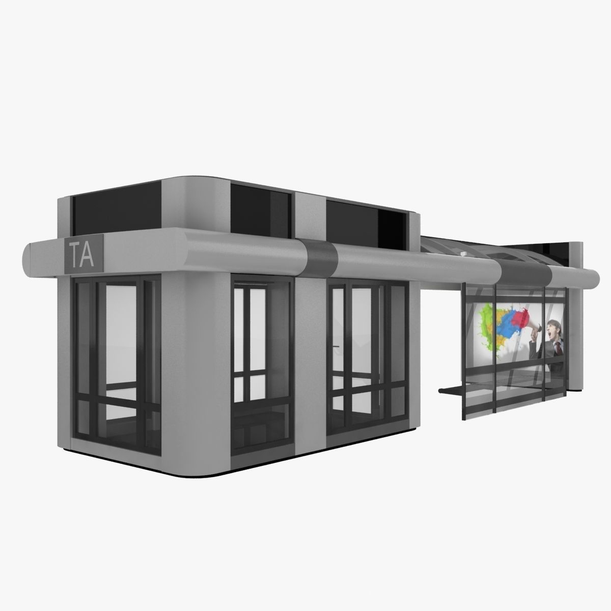 Bus stop 3D model_3