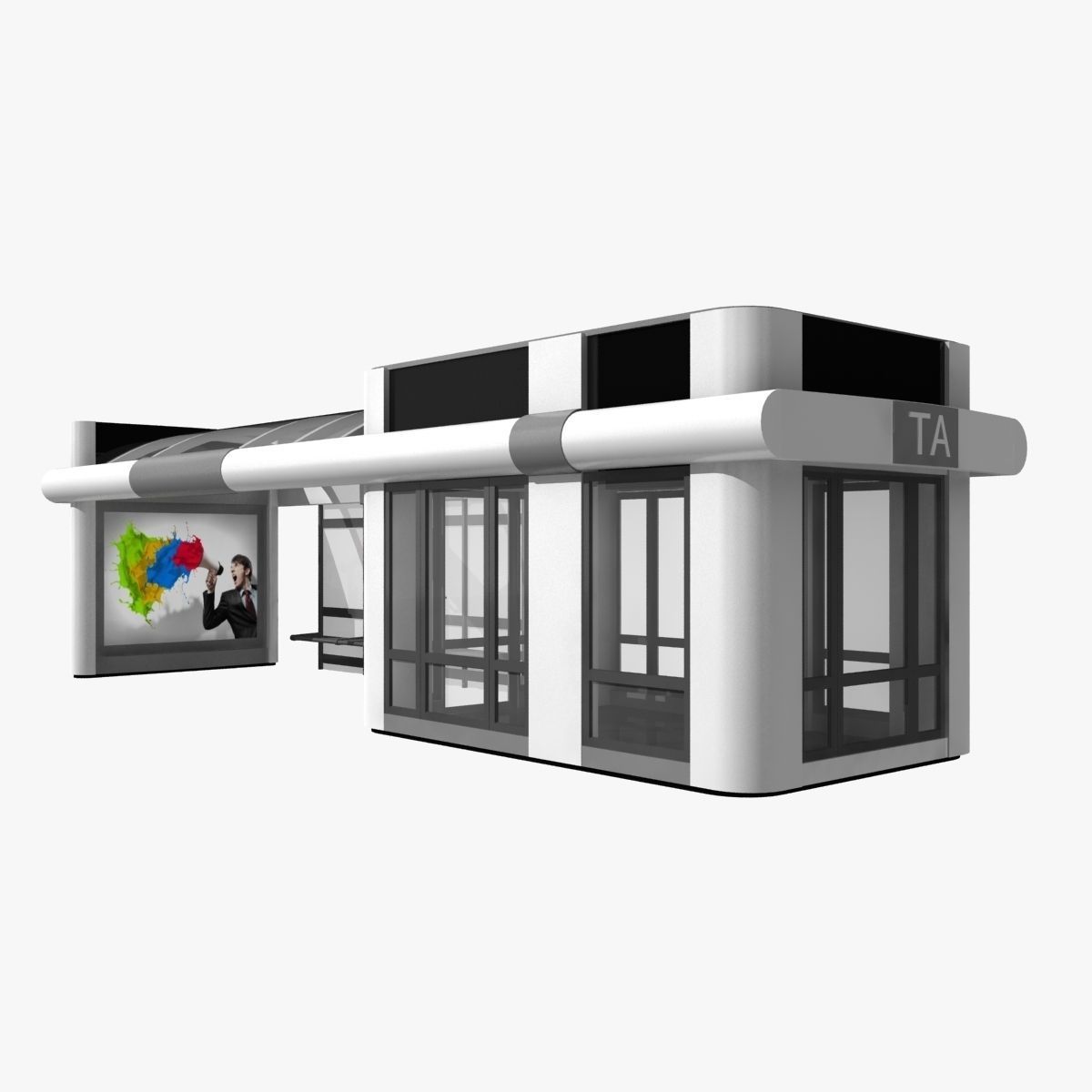 Bus stop 3D model_1