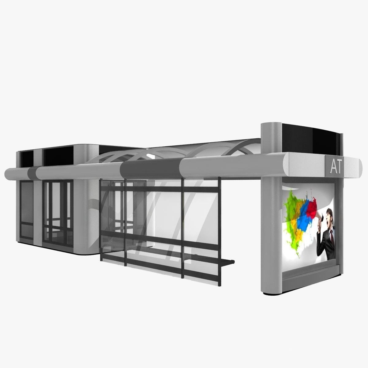 Bus stop 3D model_4