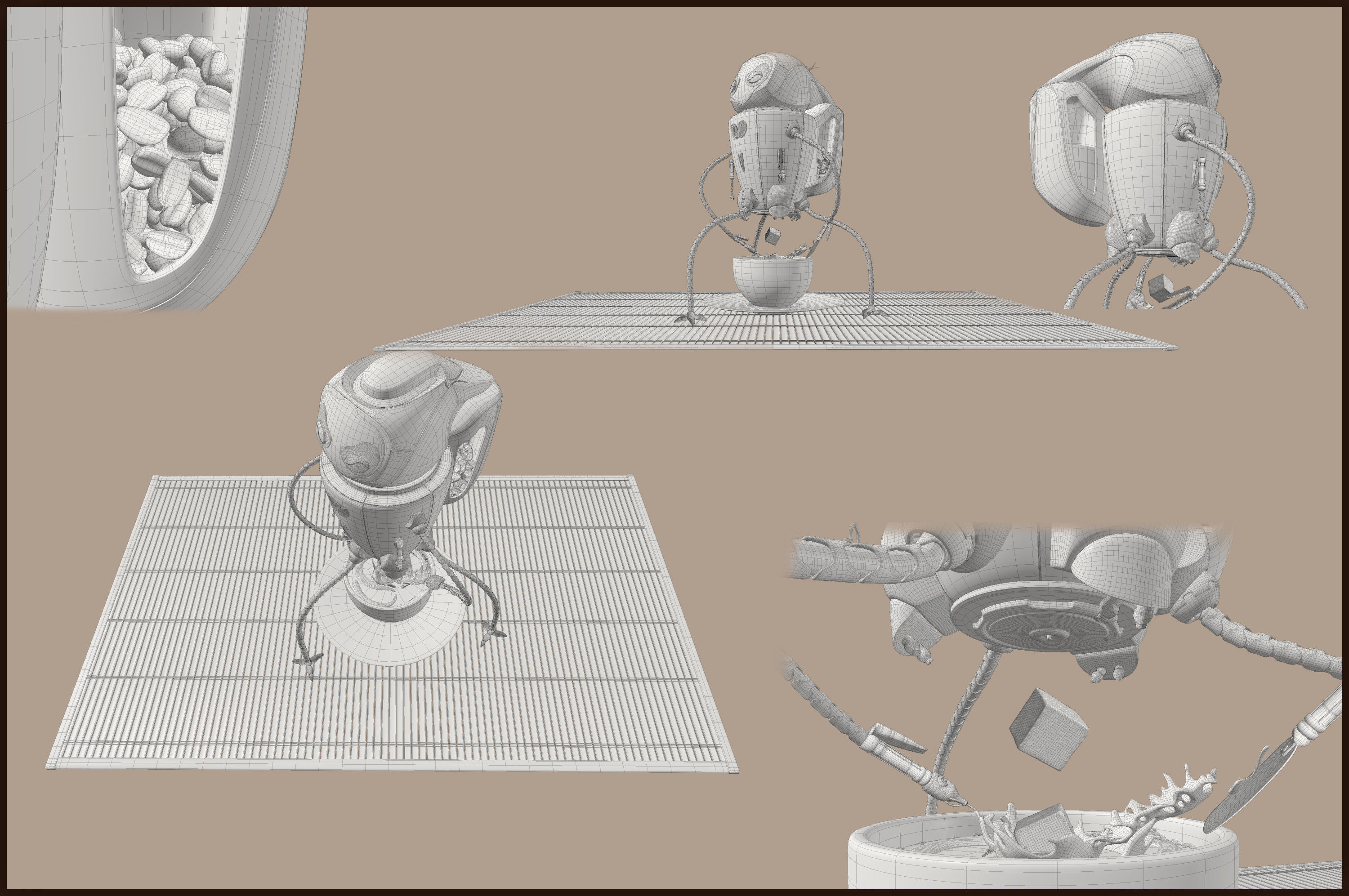 ARoboCoffee1 robot with cup of coffee on table 3D model_7
