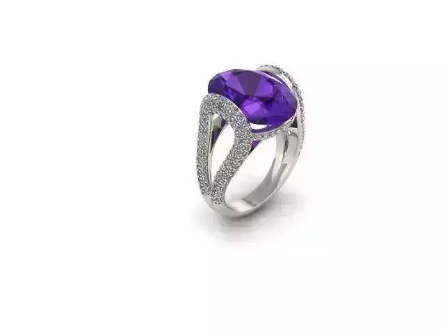 Ring set amethyst and diamond