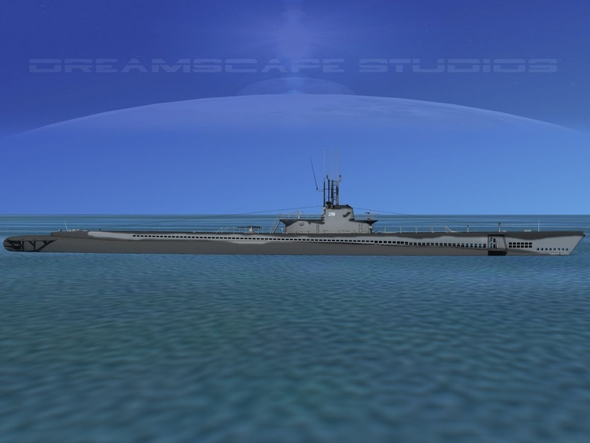 Balao Class Submarine SS290 USS Cisco VHP 3D model rigged CGTrader