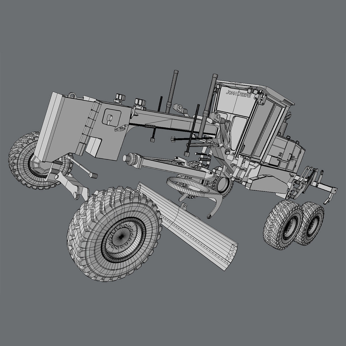 Motor Grader Deere 872D 3D model_7