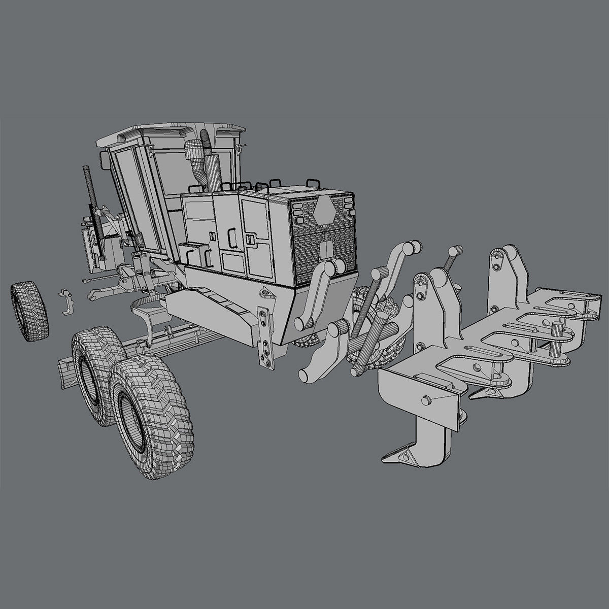 Motor Grader Deere 872D 3D model_8