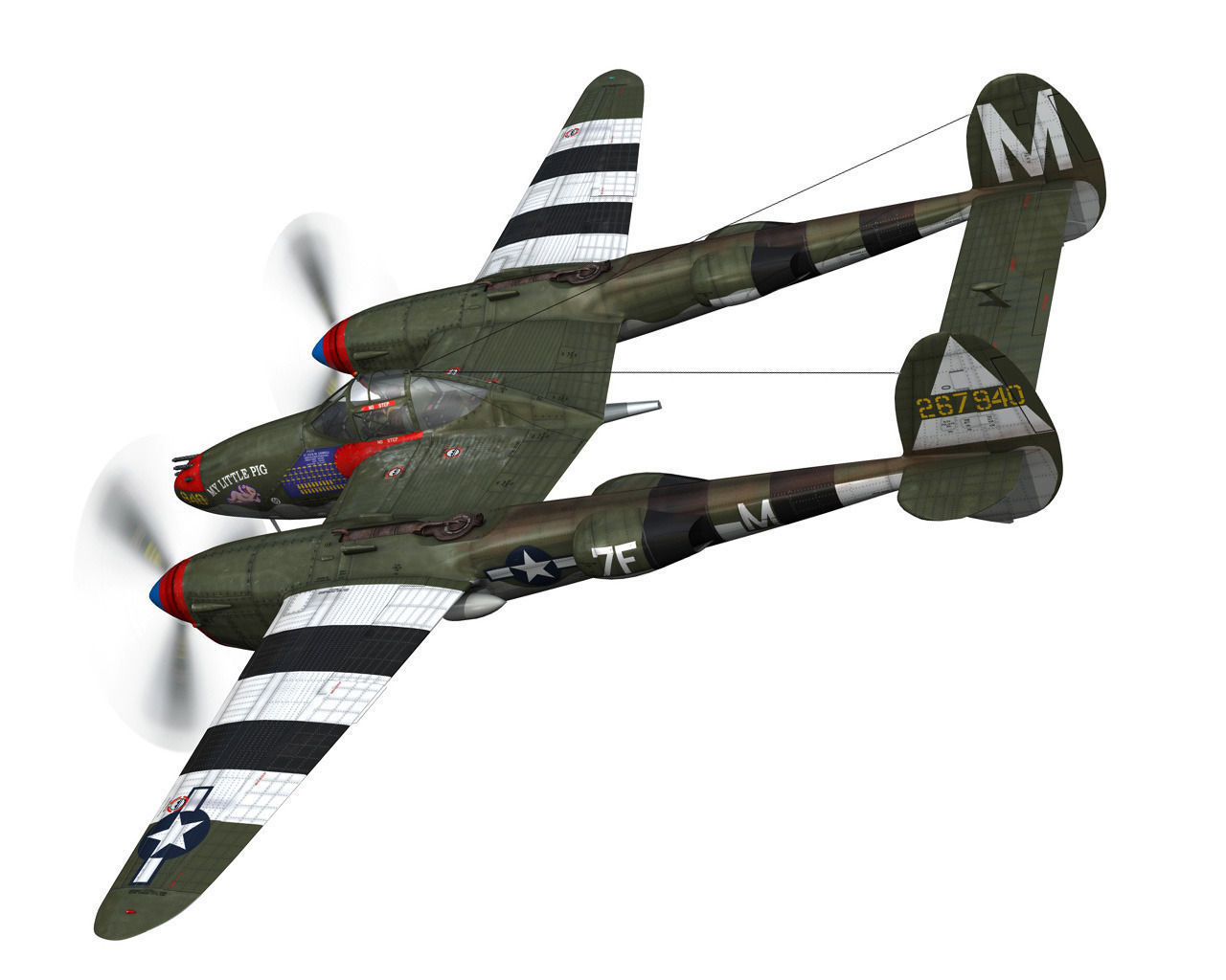 Lockheed P-38 Lightning - My little Pig 3D model_4