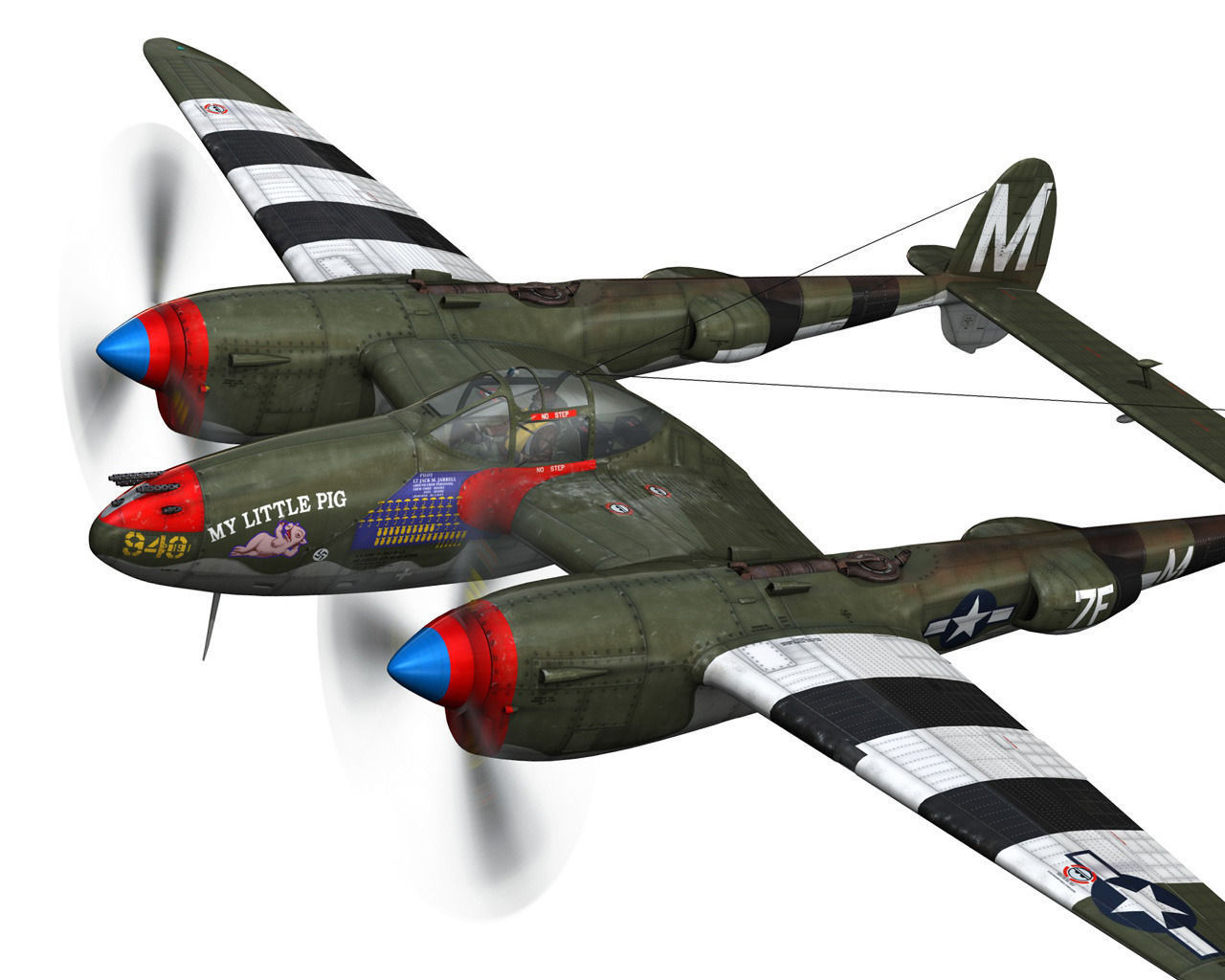 Lockheed P-38 Lightning - My little Pig 3D model_1