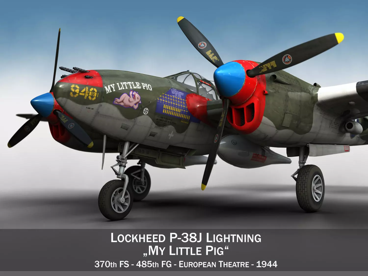 Lockheed P-38 Lightning - My little Pig 3D model_0