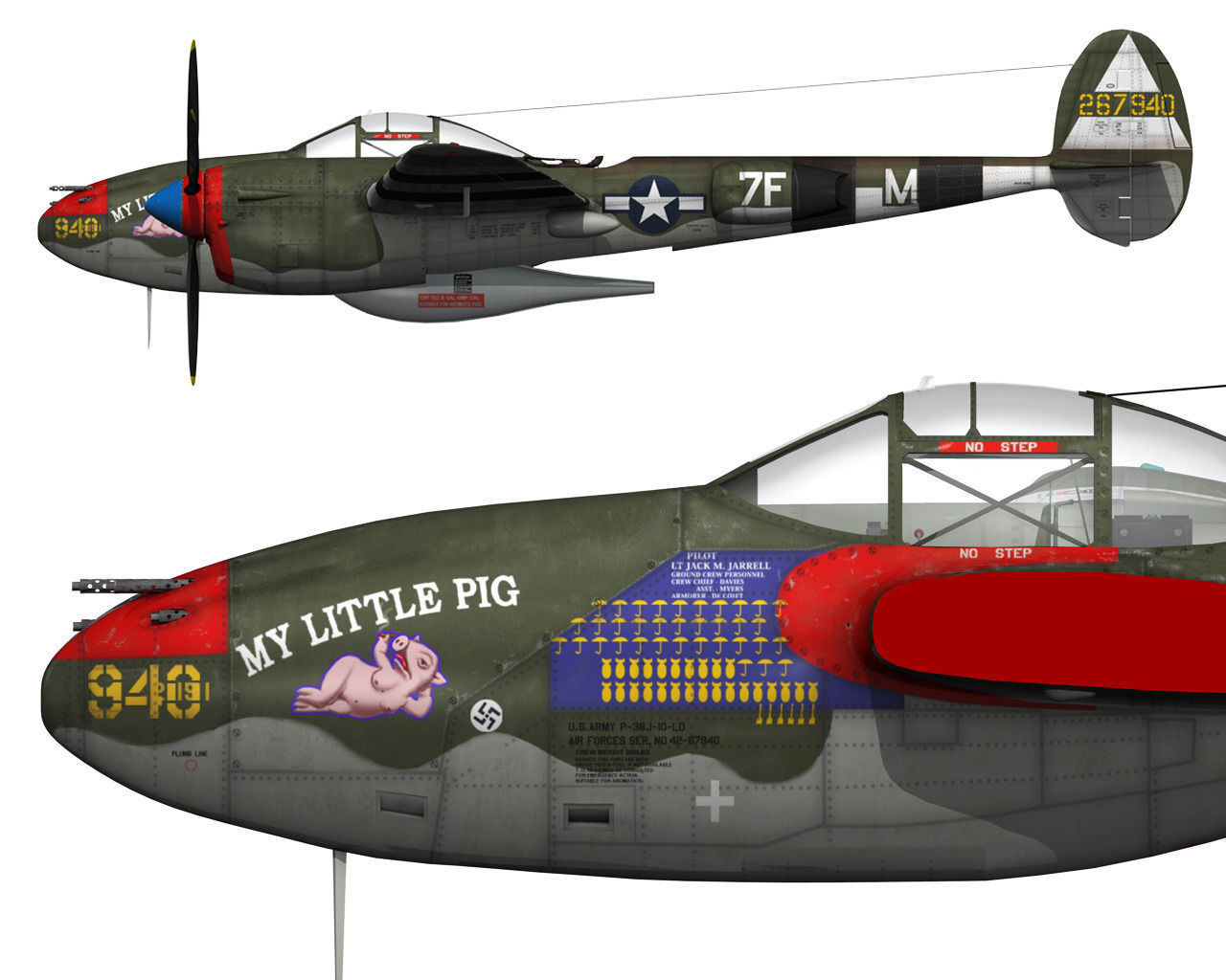 Lockheed P-38 Lightning - My little Pig 3D model_16