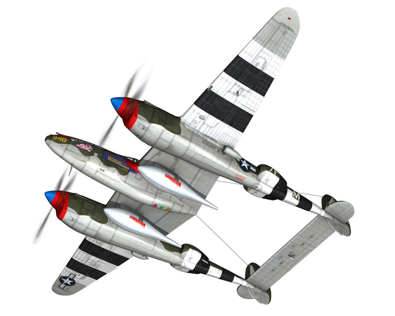 Lockheed P-38 Lightning - My little Pig 3D model_2