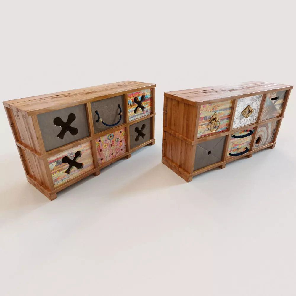 2 Ethnic chests of drawers 3D model_0