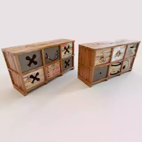 2 Ethnic chests of drawers 3D model