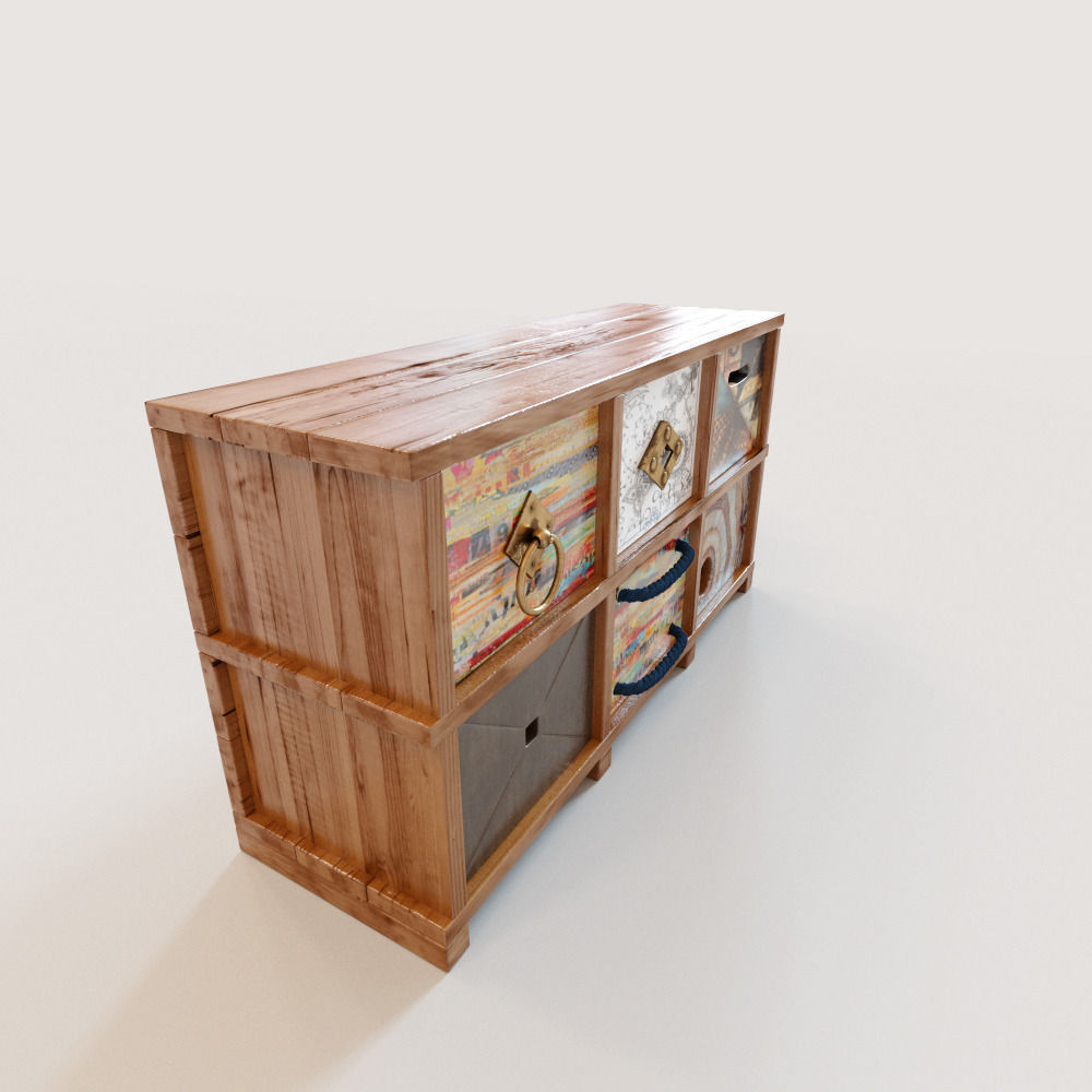 2 Ethnic chests of drawers 3D model_3