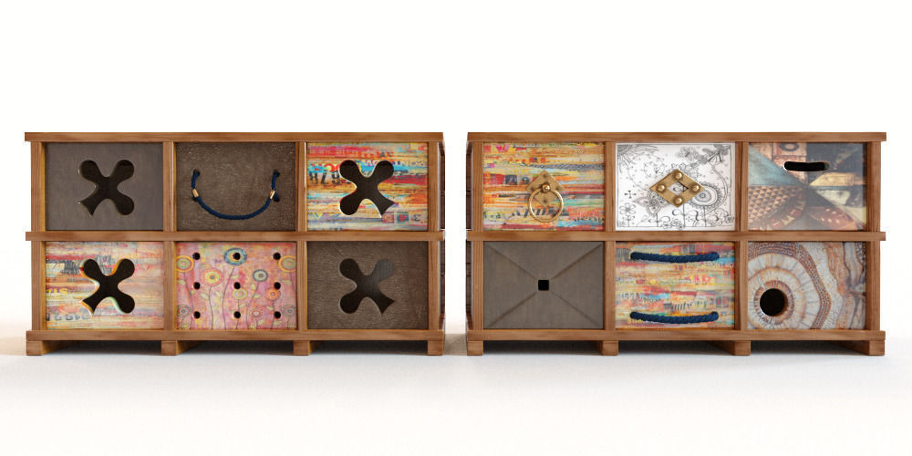 2 Ethnic chests of drawers 3D model_1
