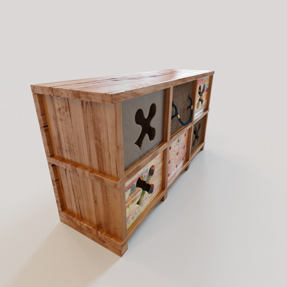 2 Ethnic chests of drawers 3D model_4