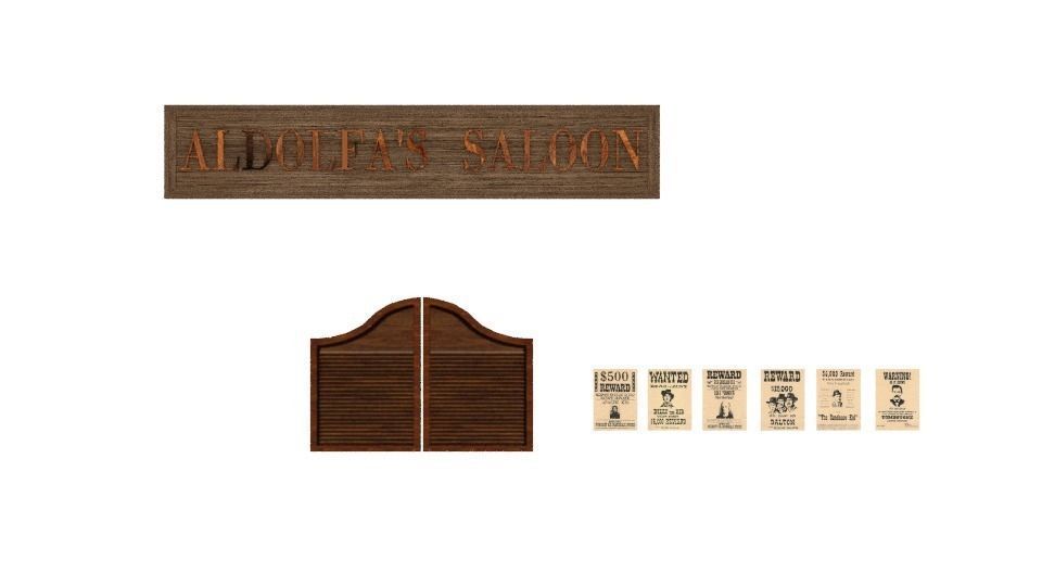 Saloon Doors Low-poly 3D model_0