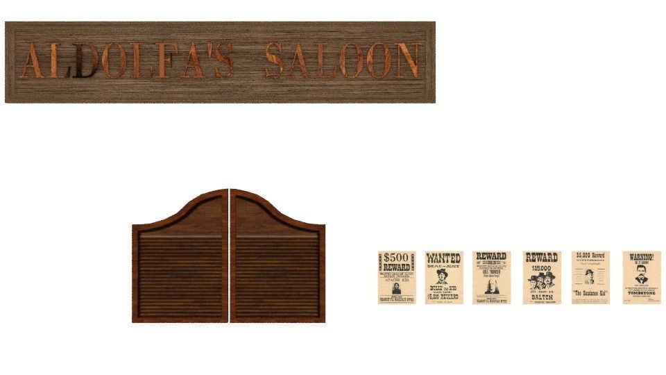 Saloon Doors Low-poly 3D model_1