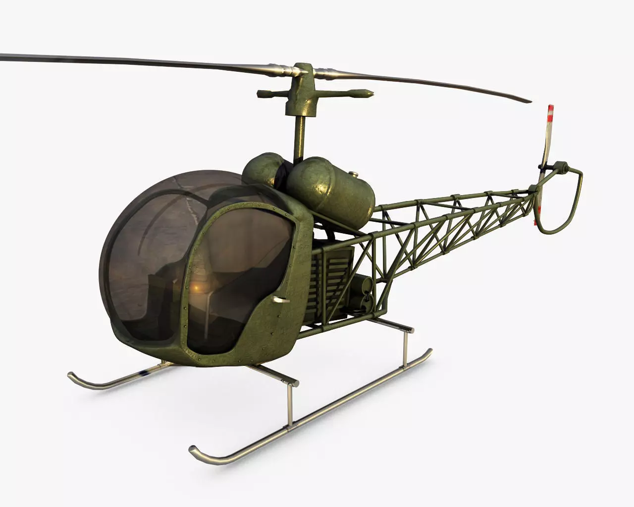 Bell 47 Helicopter Low-poly 3D model_0