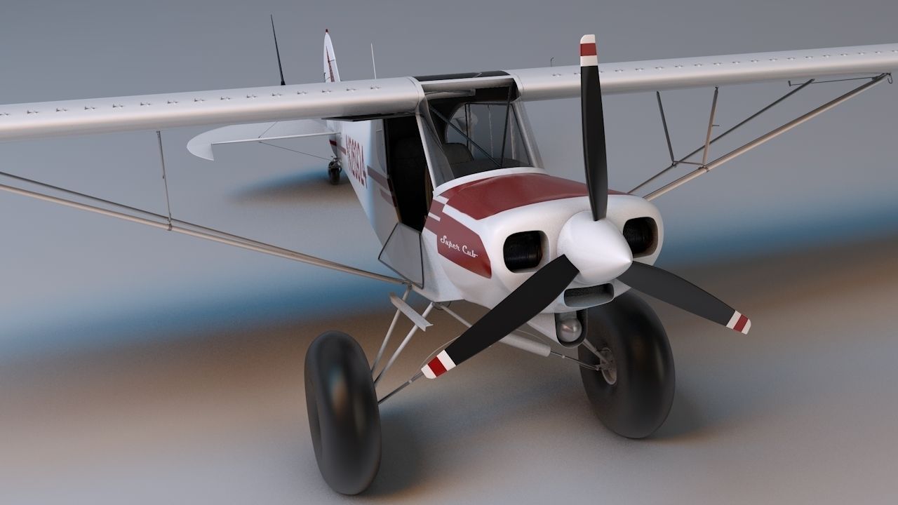 Piper Super Cub Bushplane Low-poly 3D model_1