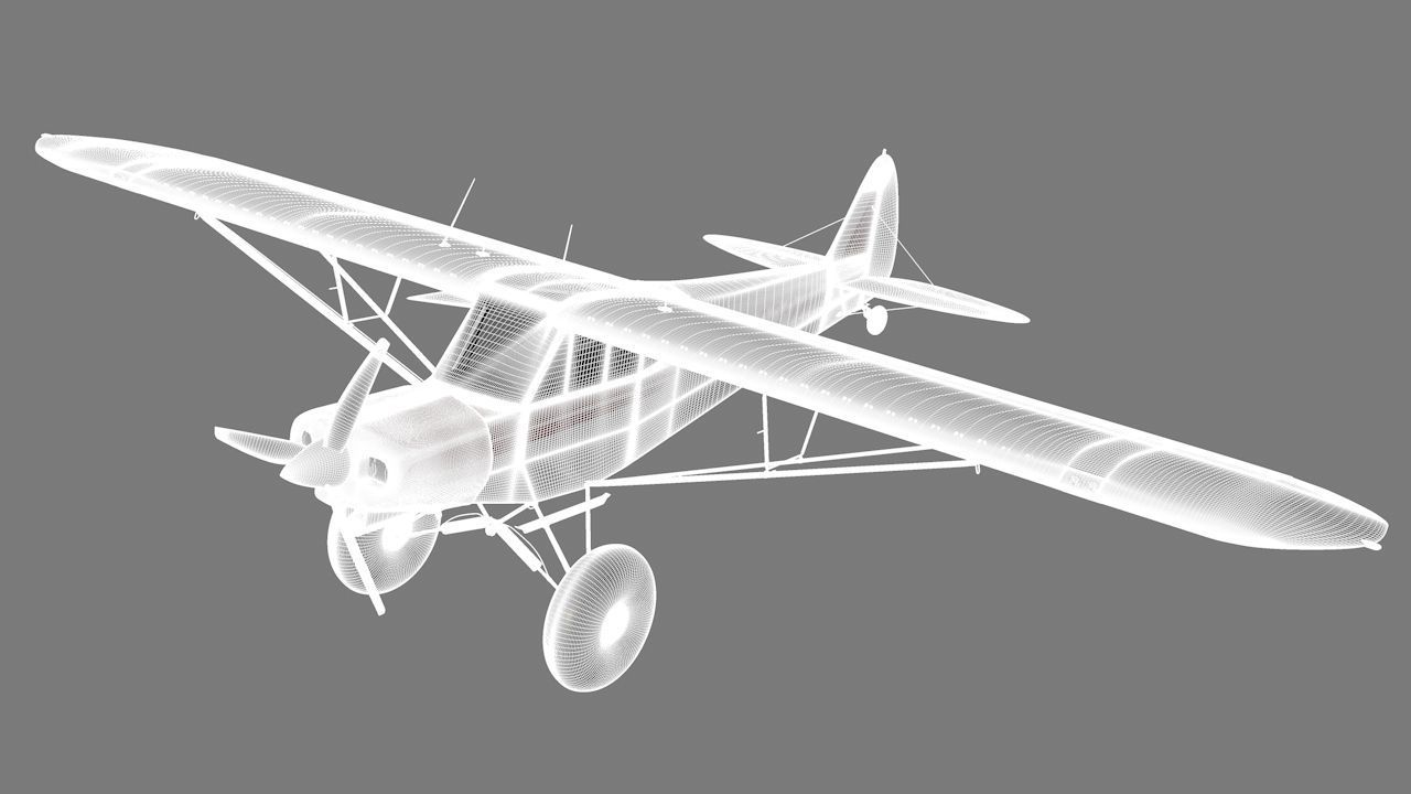 Piper Super Cub Bushplane Low-poly 3D model_15