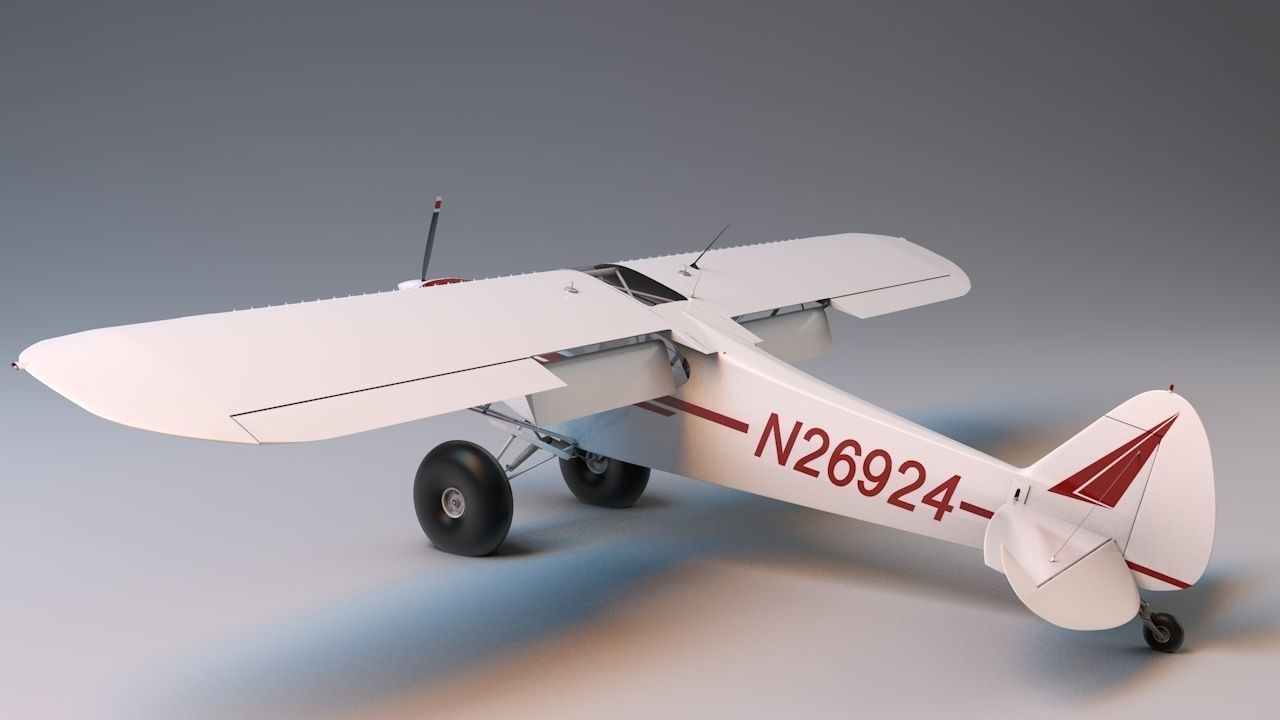 Piper Super Cub Bushplane Low-poly 3D model_5