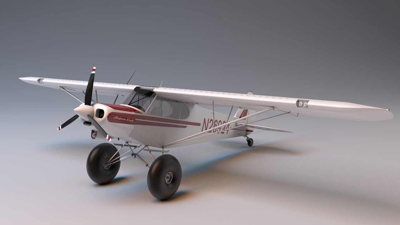 Piper Super Cub Bushplane Low-poly 3D model_6