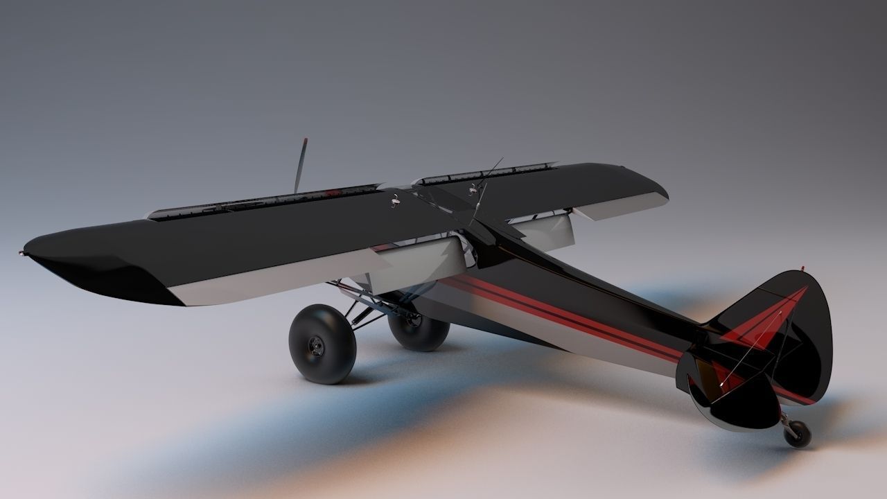 Piper Super Cub Bushplane Low-poly 3D model_2