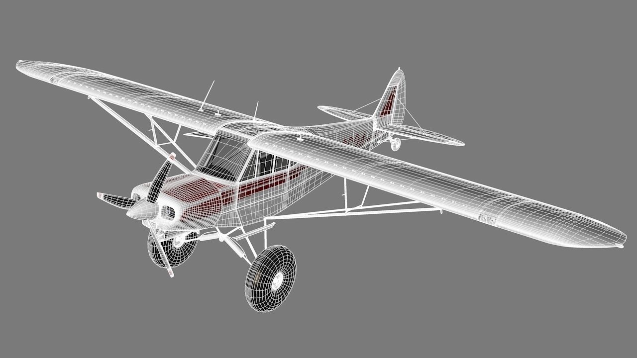 Piper Super Cub Bushplane Low-poly 3D model_16