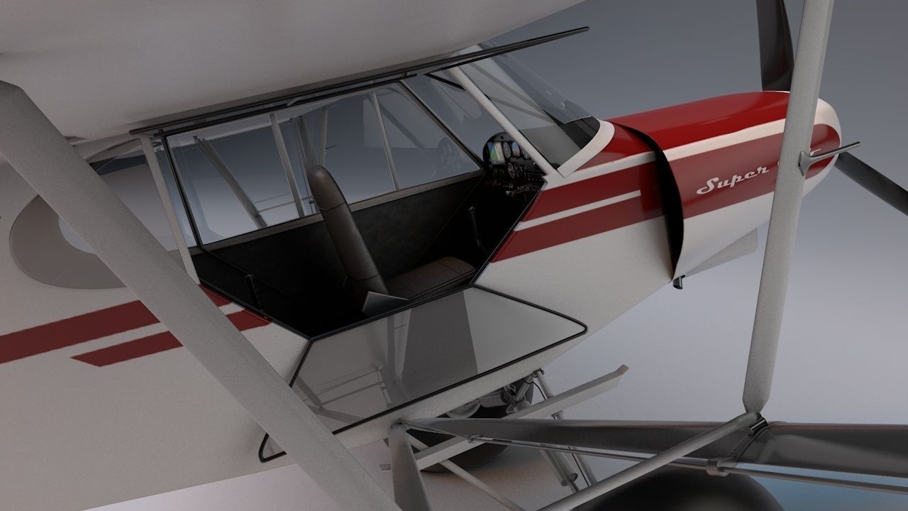 Piper Super Cub Bushplane Low-poly 3D model_8