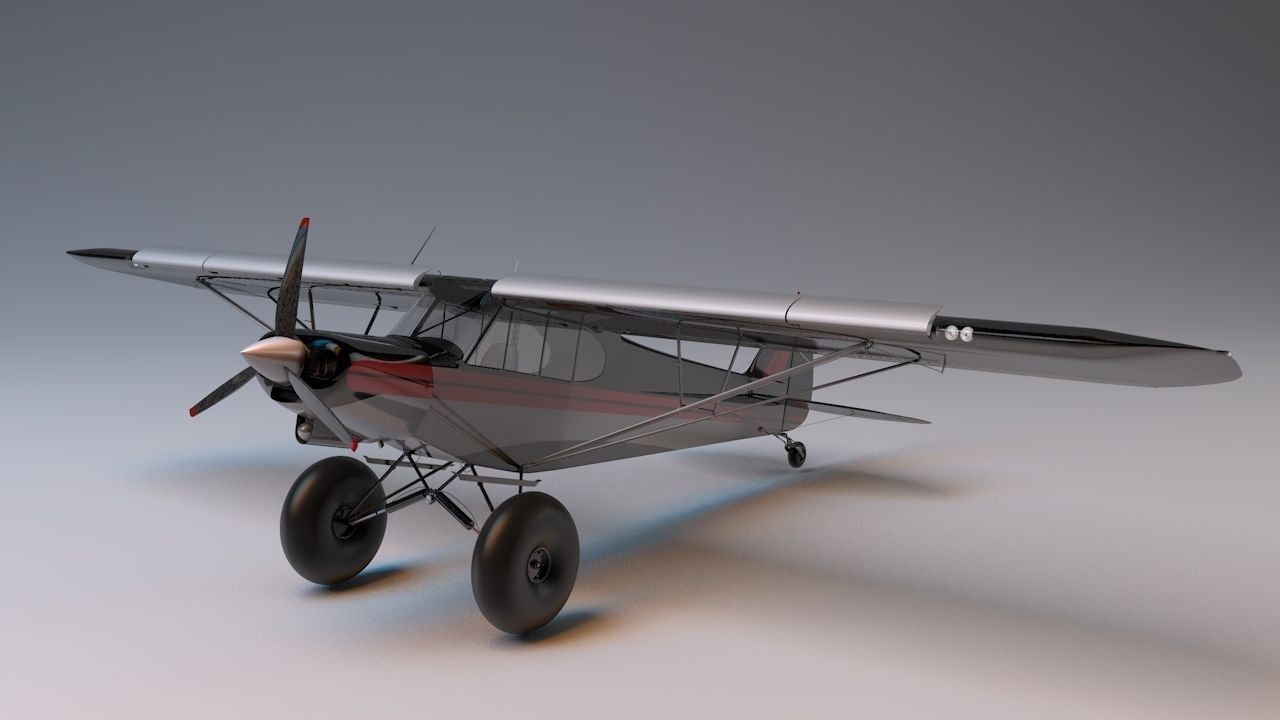 Piper Super Cub Bushplane Low-poly 3D model_3