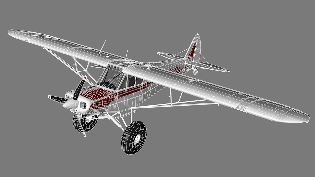 Piper Super Cub Bushplane Low-poly 3D model_14