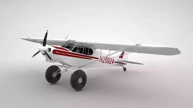 Piper Super Cub Bushplane Low-poly 3D model
