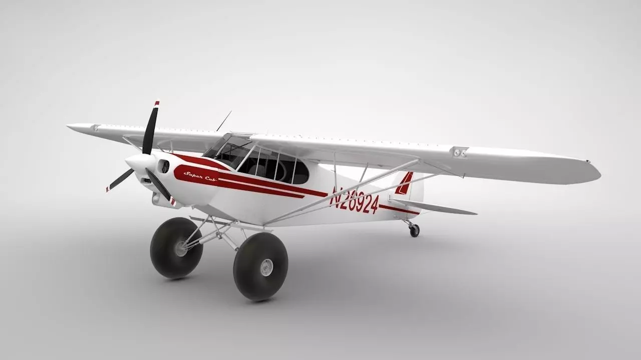 Piper Super Cub Bushplane Low-poly 3D model_0
