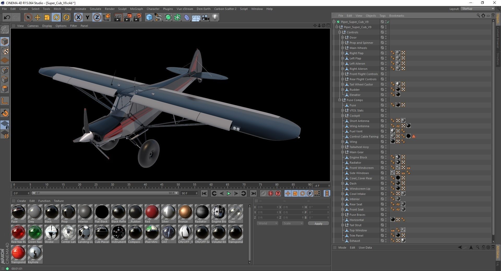 Piper Super Cub Bushplane Low-poly 3D model_17