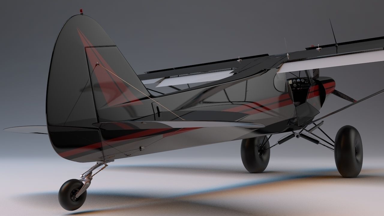 Piper Super Cub Bushplane Low-poly 3D model_4