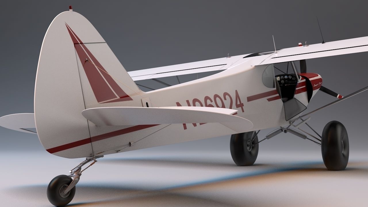 Piper Super Cub Bushplane Low-poly 3D model_7