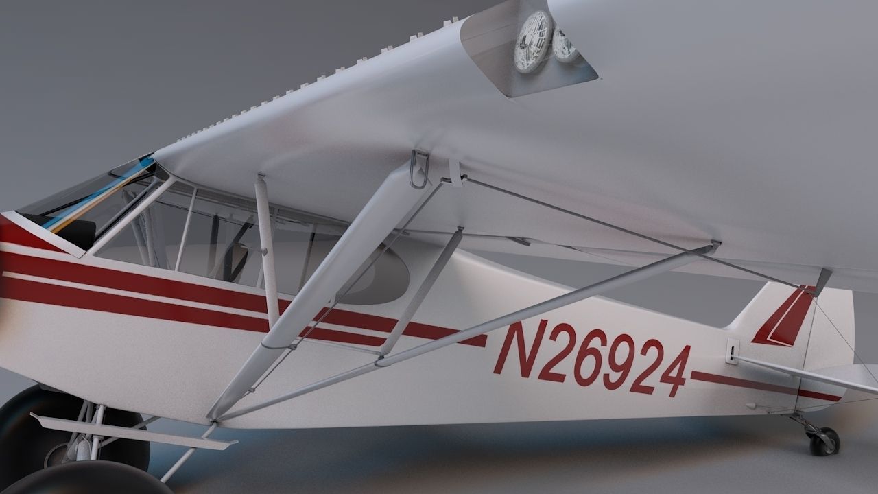 Piper Super Cub Bushplane Low-poly 3D model_11