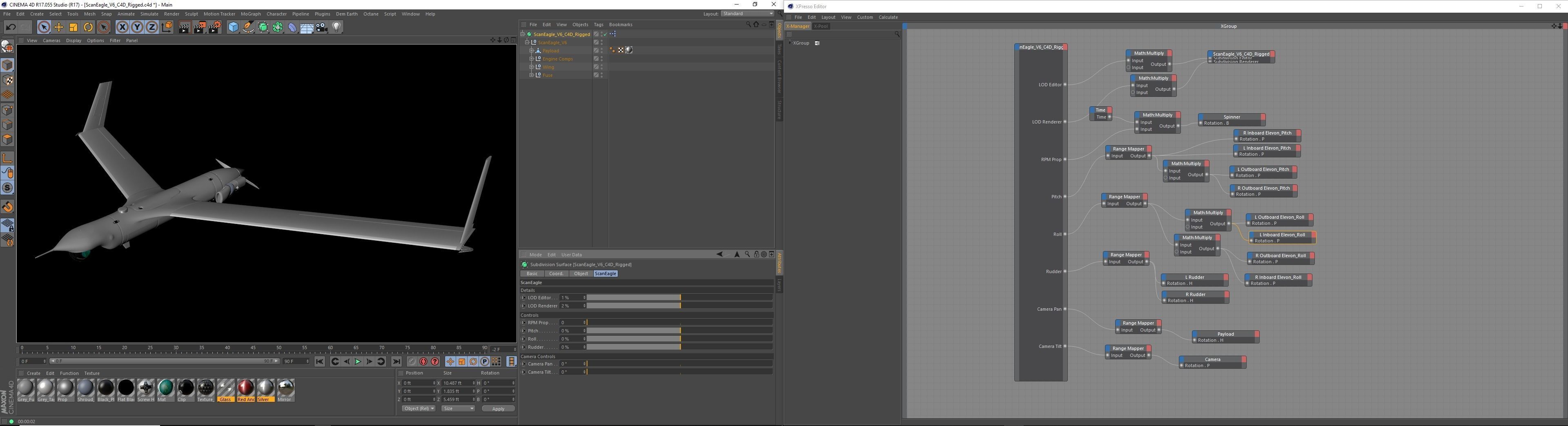 ScanEagle UAV Drone C4D Rigged 3D model_25