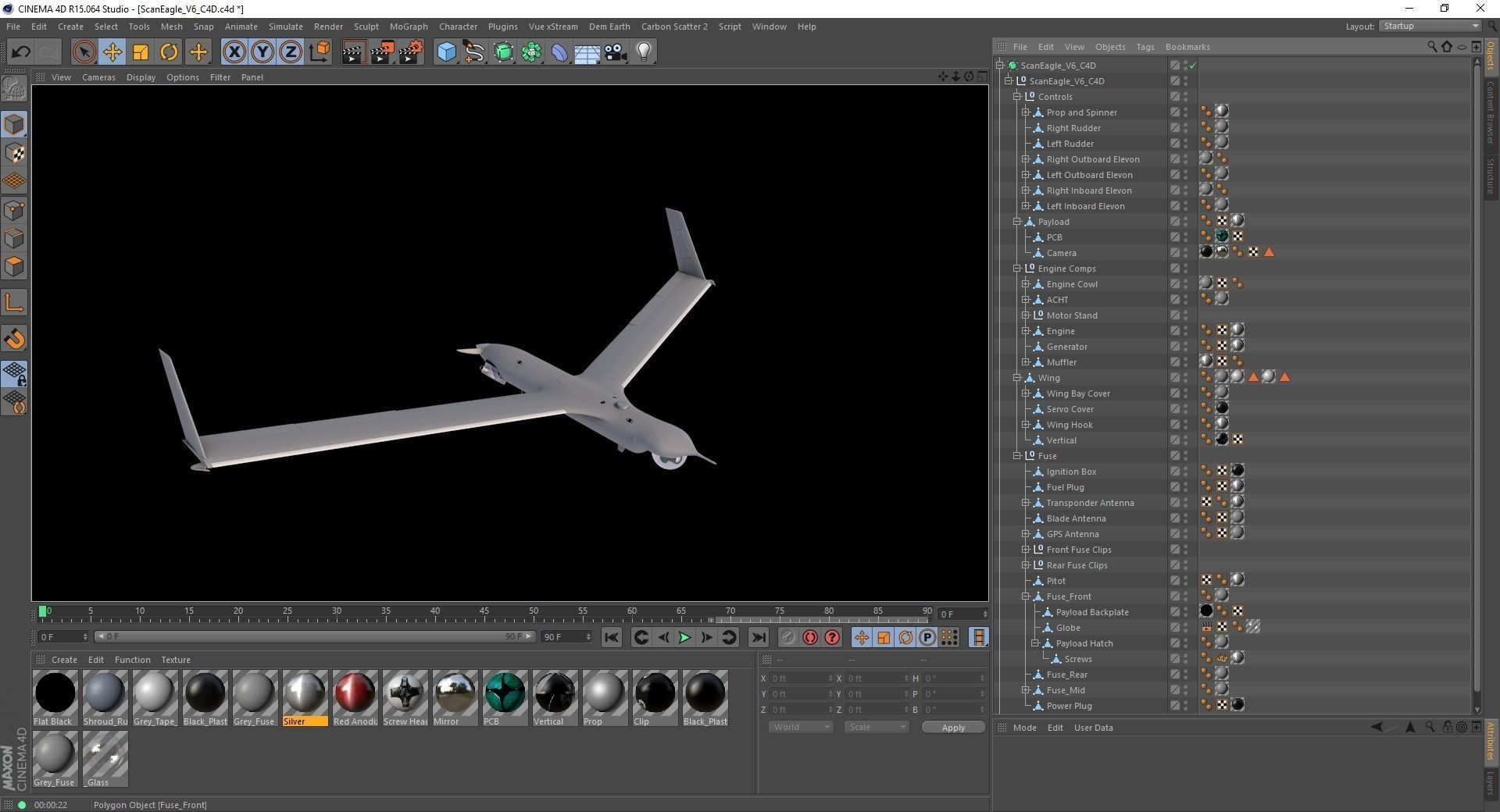ScanEagle UAV Drone C4D Rigged 3D model_22