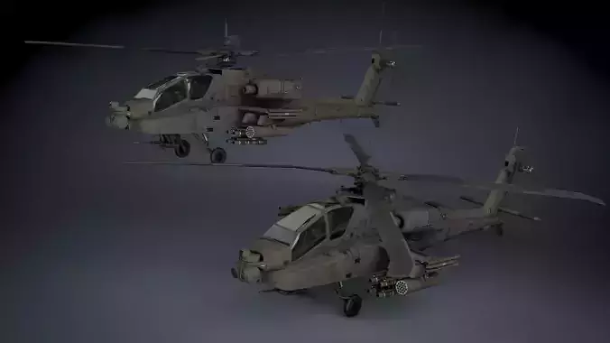 AH-64A Apache Low-poly 3D model