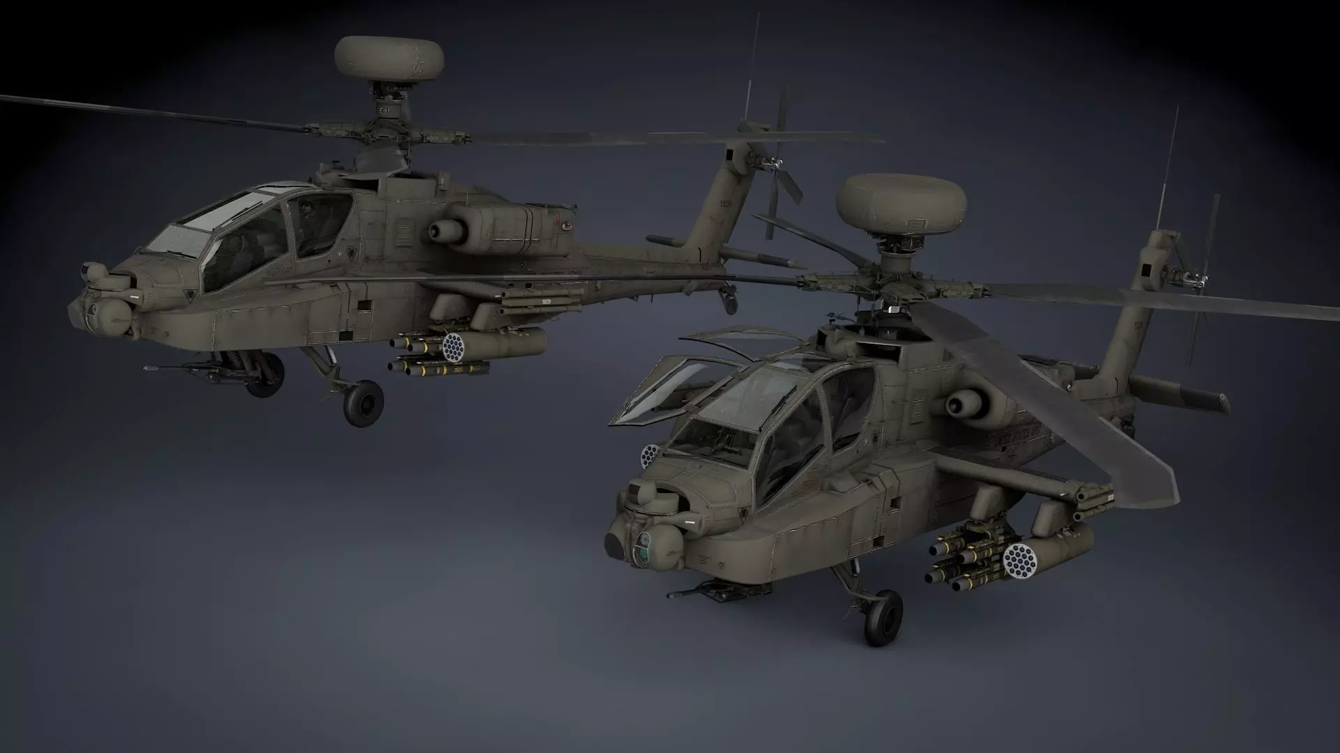 Boeing AH-64D Apache Longbow Helicopter Low-poly 3D model