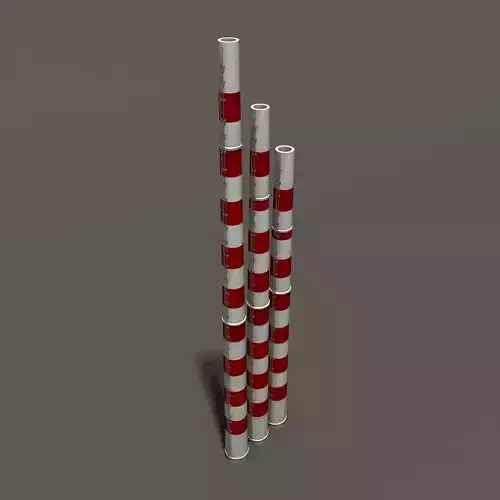 Chimney Low Poly 3d Model three striped straws