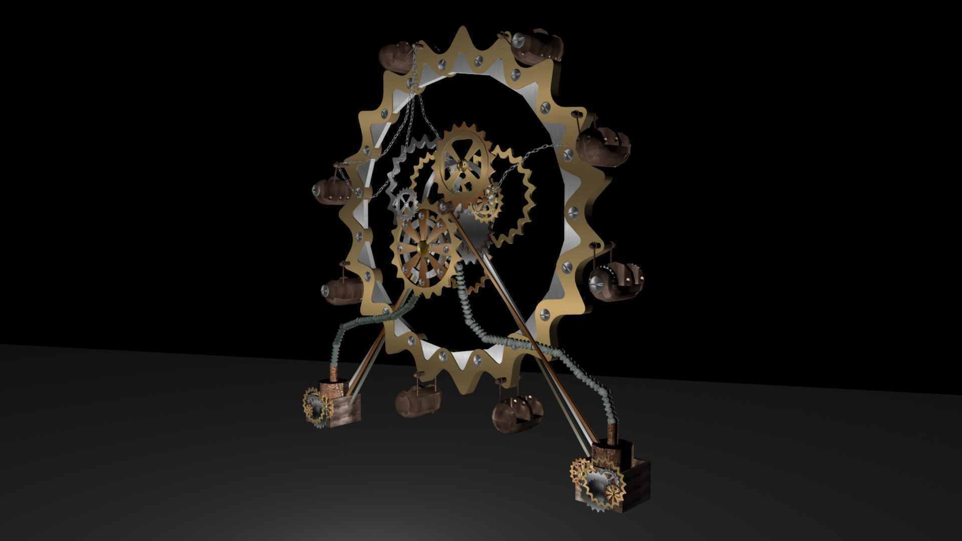 Big Wheel Low-poly 3D model_5