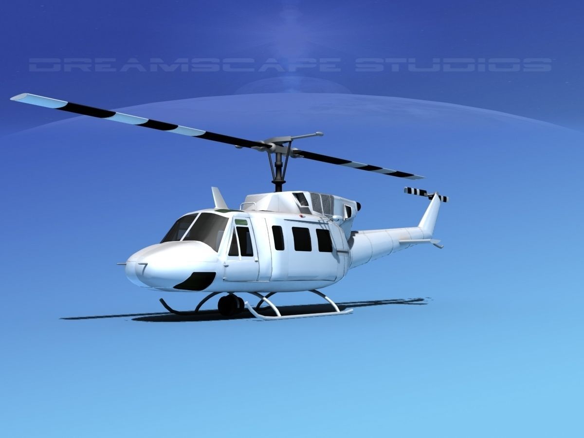 Bell 212 V30 White Livery 3D model_2