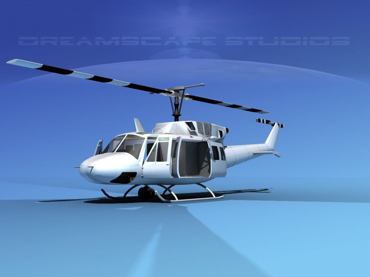 Bell 212 V30 White Livery 3D model_1