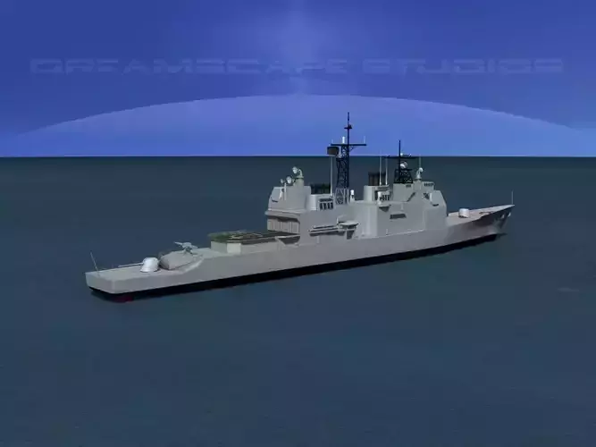 Ticonderoga Class Cruiser CG52 USS Bunker Hill 3D model
