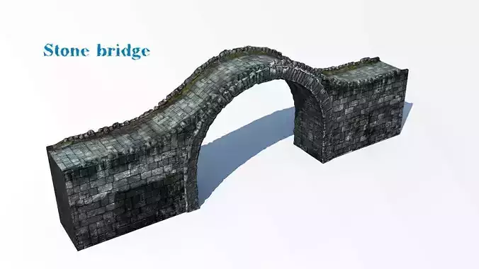 Stone bridge Low-poly 3D model