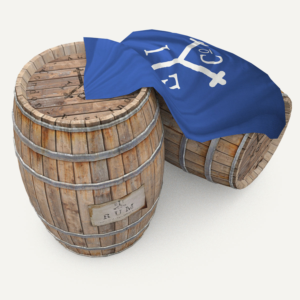 Rum wood barrels - East Indian Trading style 3D model