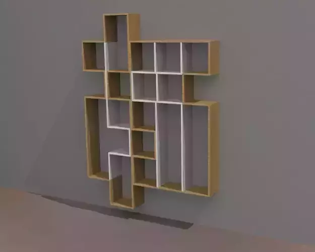 LIBRARY wooden shelf with squares