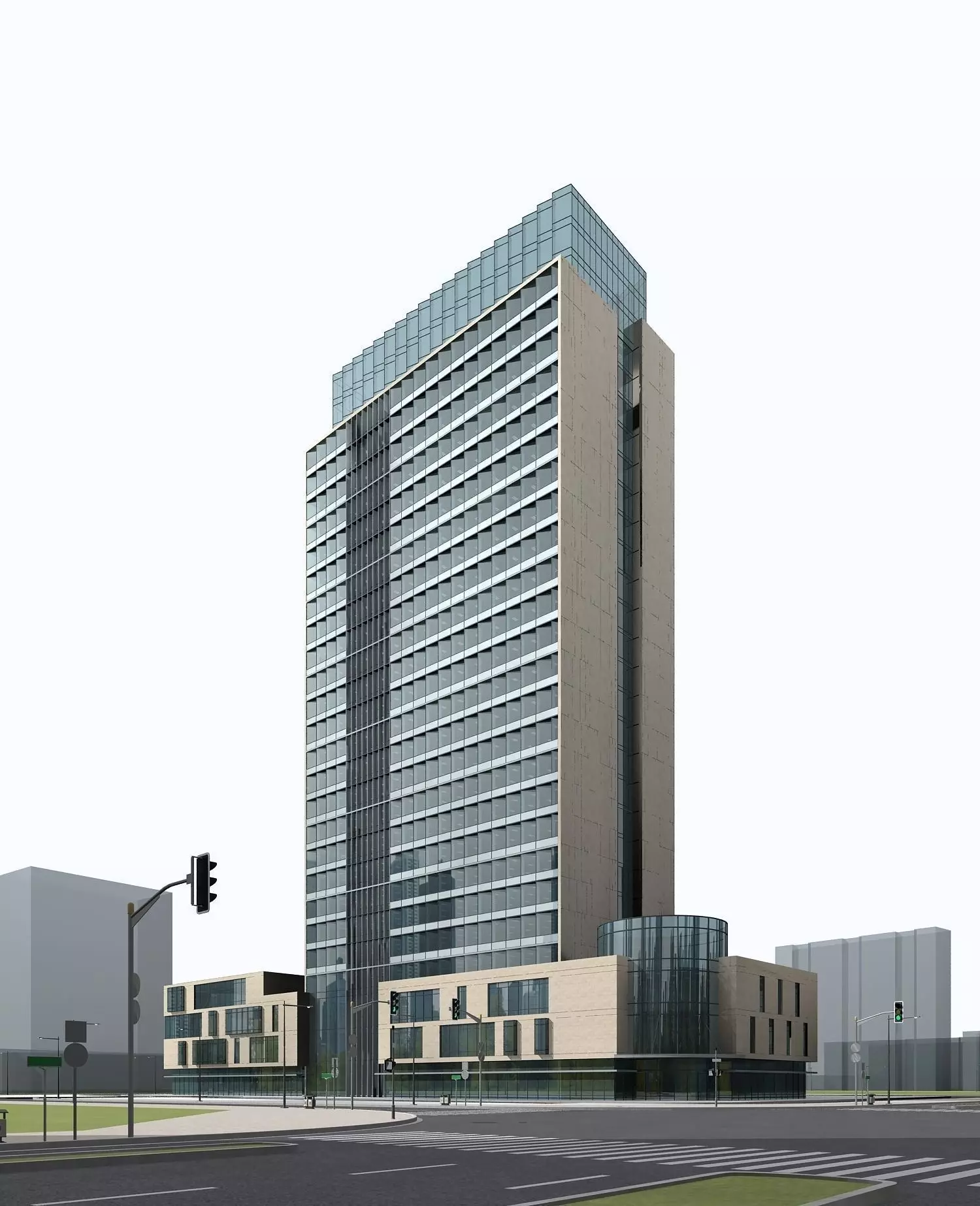 Hotel Building 3D model_0