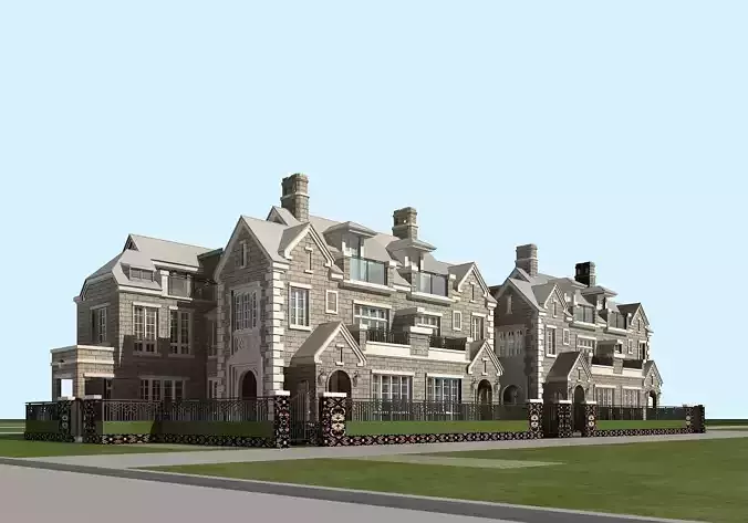 Villa mansion in middle of street